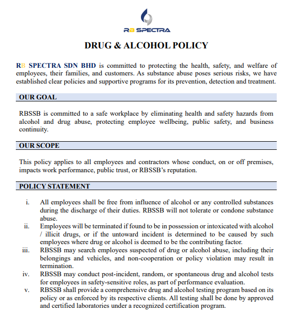 Drug & Alcohol Policy